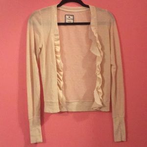 warm ruffled cardigan